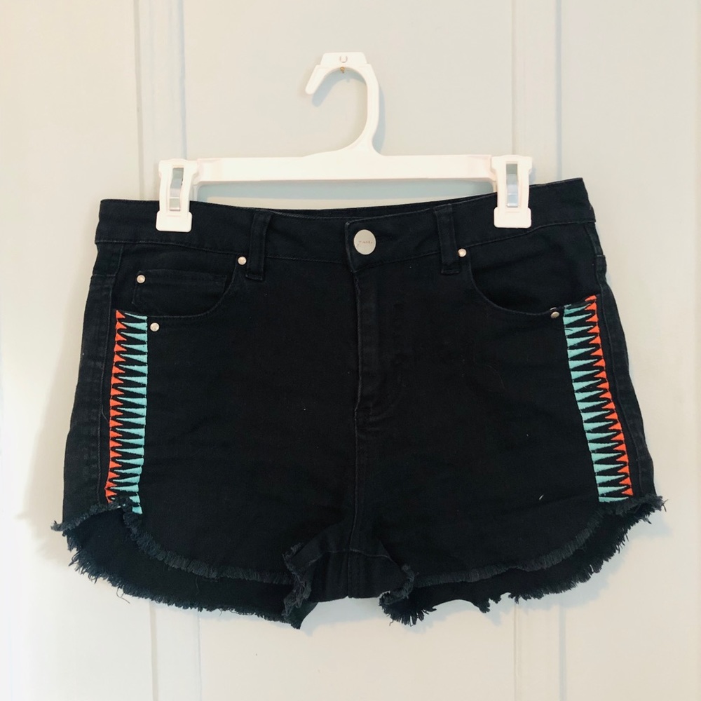 Black jean shorts